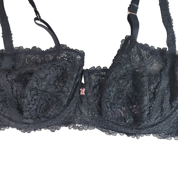 Savage X Fenty Underwire Bra Black 44G Sheer Lace Adj Unpadded Full Coverage - Picture 3 of 11